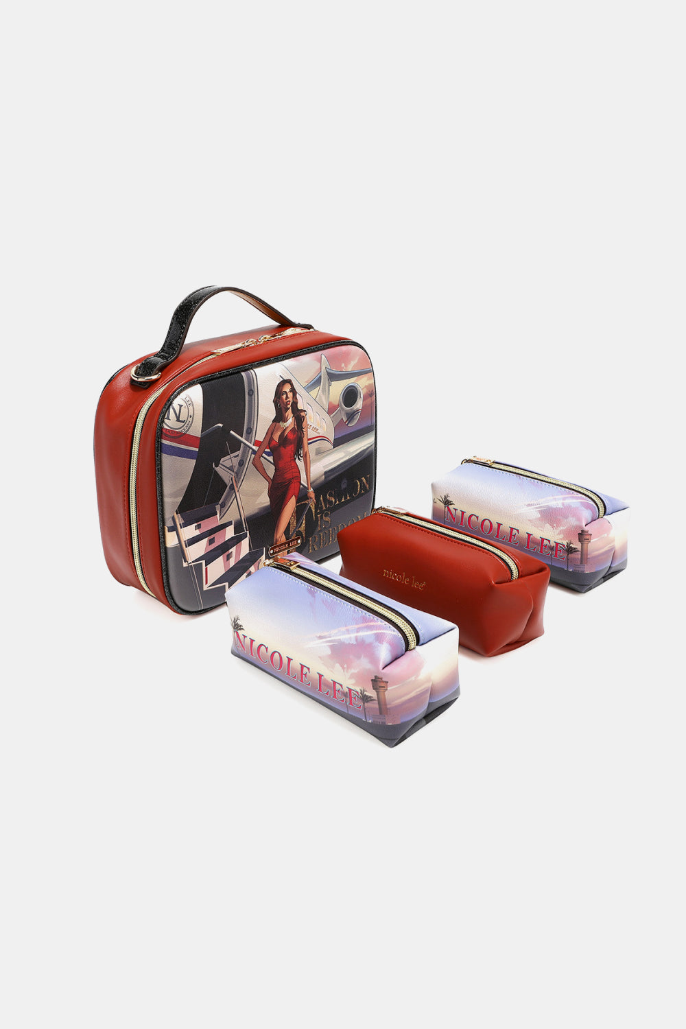 Nicole Lee USA Printed Handbag with Three Pouches - AllIn Computer