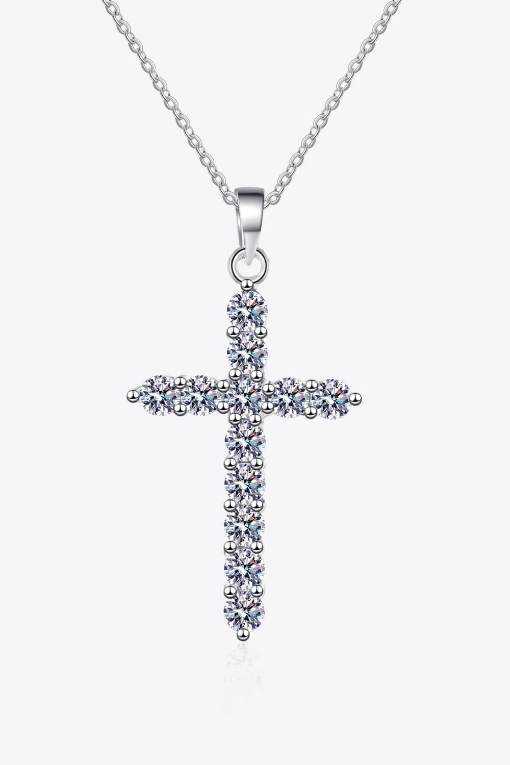 Adored 925 Sterling Silver Cross Moissanite Necklace - AllIn Computer