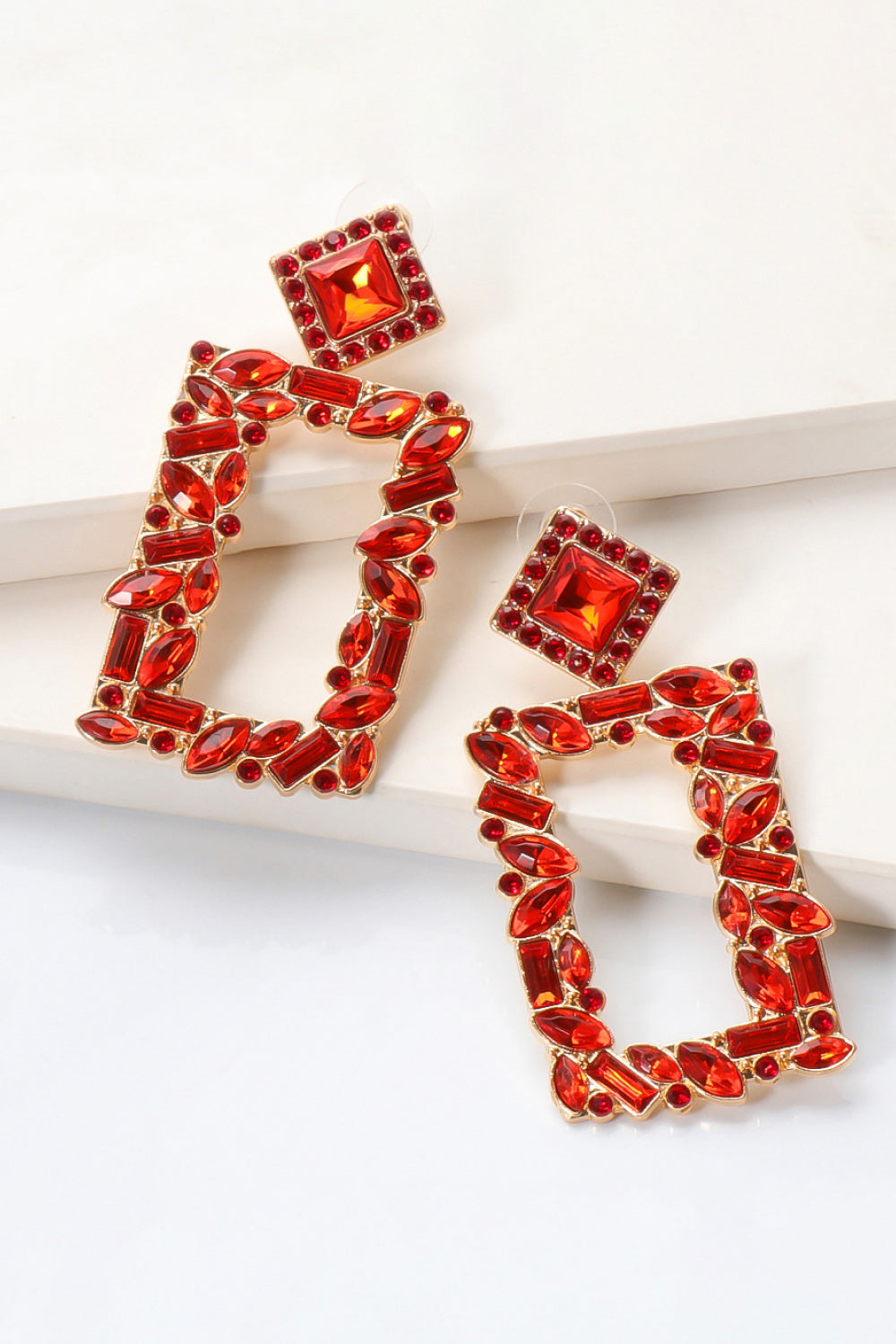 Square Shape Glass Stone Dangle Earrings - AllIn Computer
