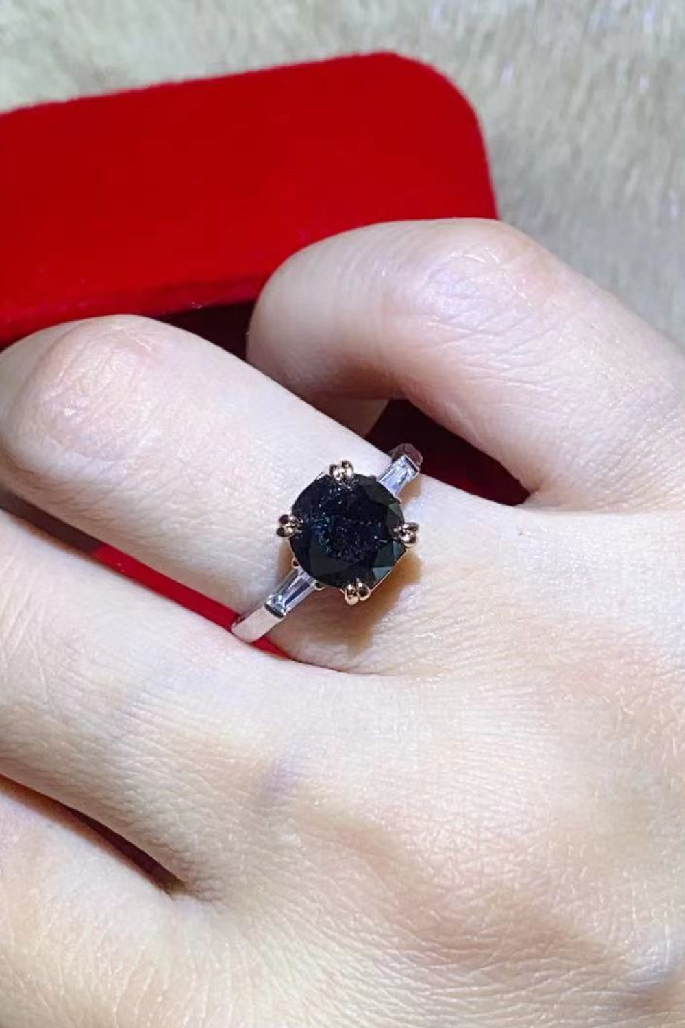 2 Carat Black Moissanite Platinum-Plated Ring - AllIn Computer