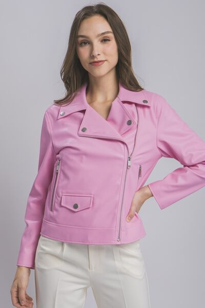 LOVE TREE Collared Neck Zip Up Jacket - AllIn Computer