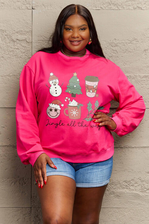 Simply Love Full Size JINGLE ALL THE WAY Long Sleeve Sweatshirt - AllIn Computer