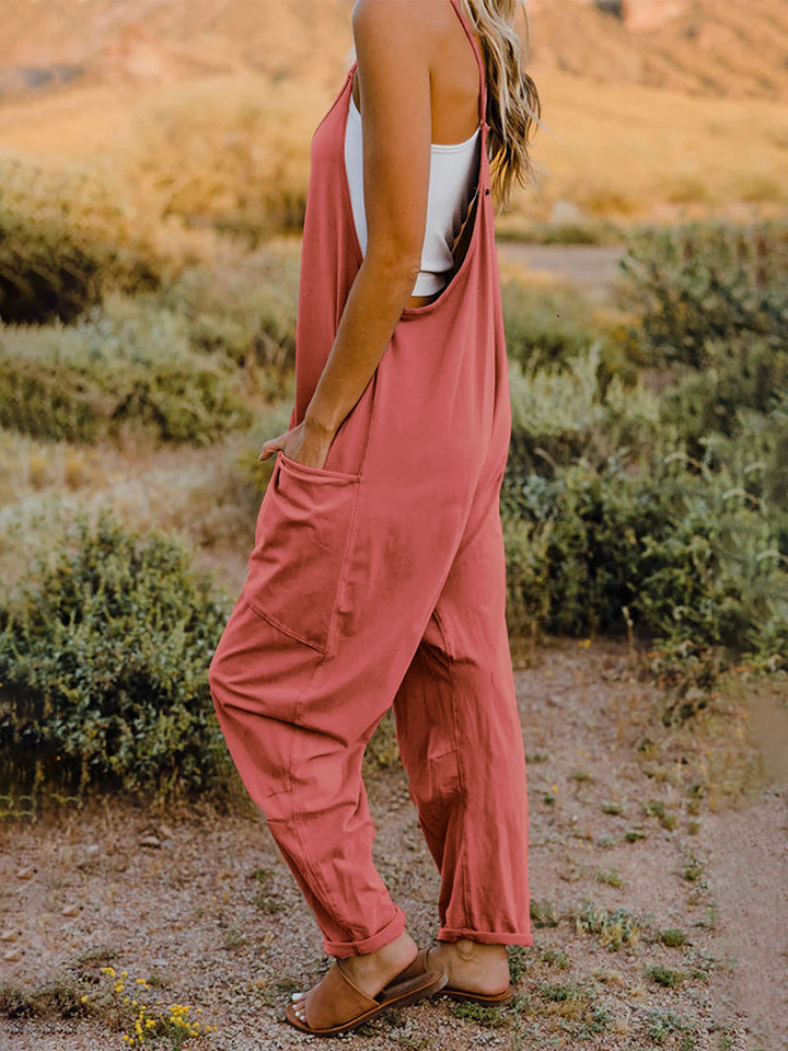 Double Take Full Size Sleeveless V-Neck Pocketed Jumpsuit - AllIn Computer