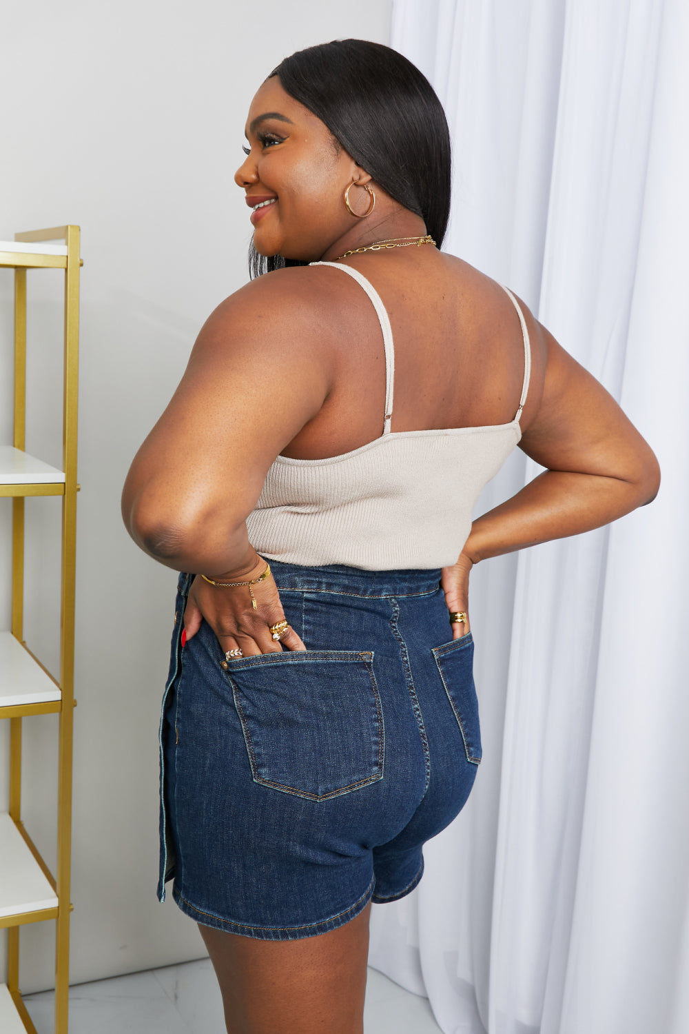 Petal Dew Full Size Ribbed Cami in Sand - AllIn Computer