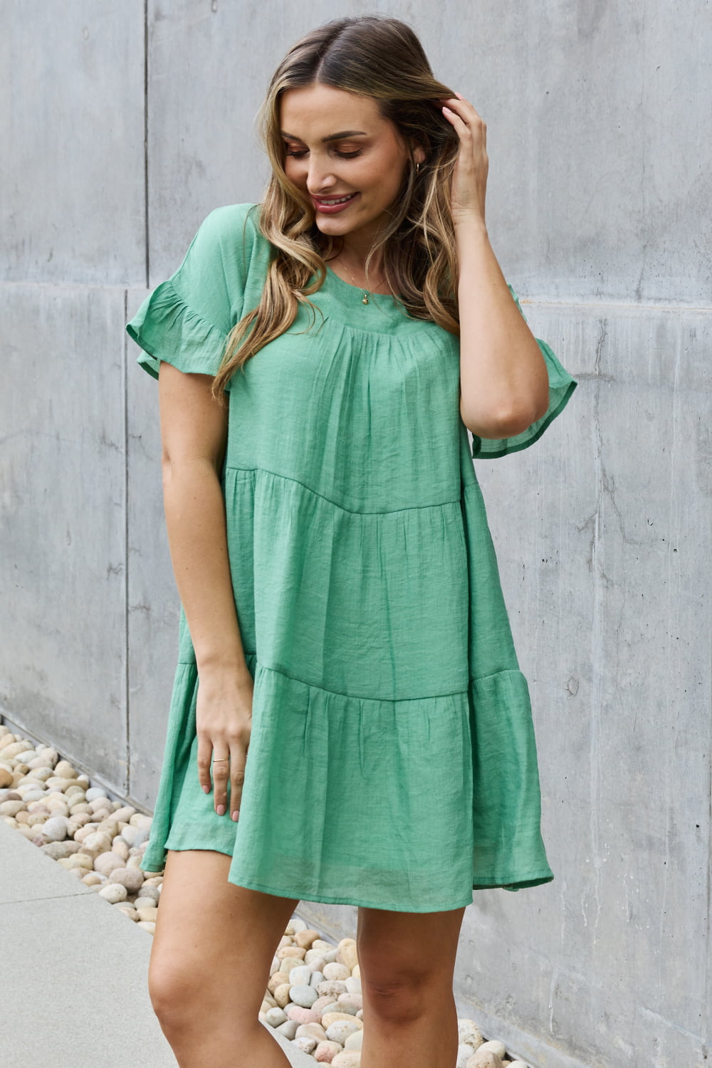 HEYSON Sweet As Can Be Full Size Textured Woven Babydoll Dress - AllIn Computer