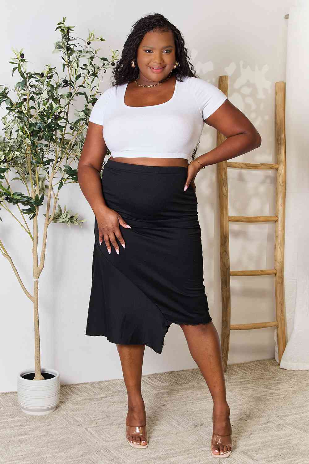 Culture Code Full Size High Waist Midi Skirt - AllIn Computer
