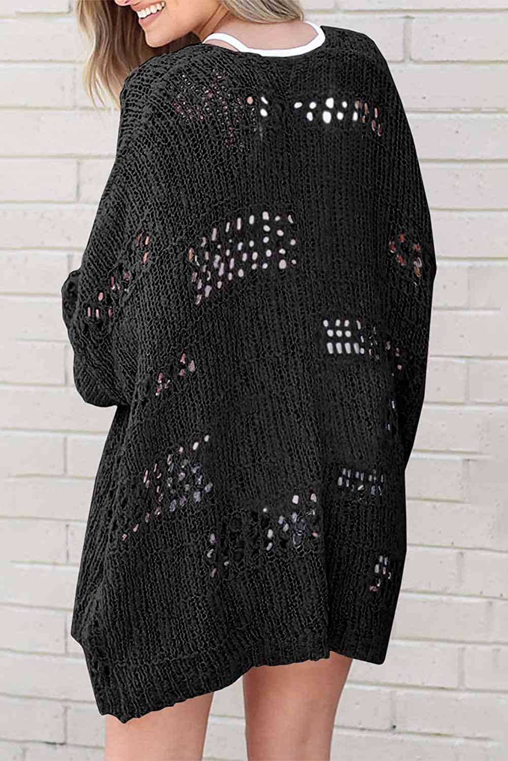 Openwork Long Sleeve Cardigan - AllIn Computer