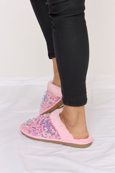 Forever Link Sequin Plush Round Toe Slippers - AllIn Computer