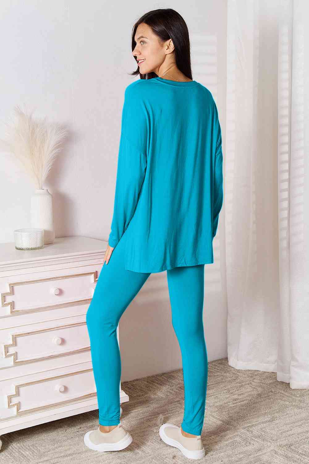 Basic Bae Full Size V-Neck Soft Rayon Long Sleeve Top and Pants Lounge Set - AllIn Computer