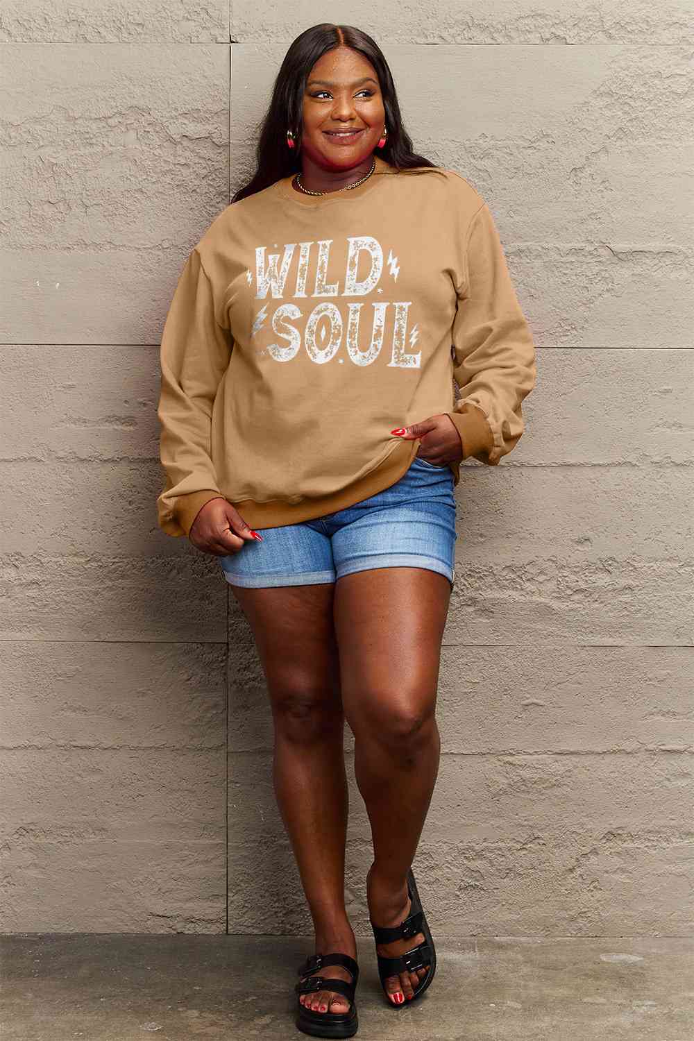 Simply Love Full Size WILD SOUL Graphic Sweatshirt - AllIn Computer