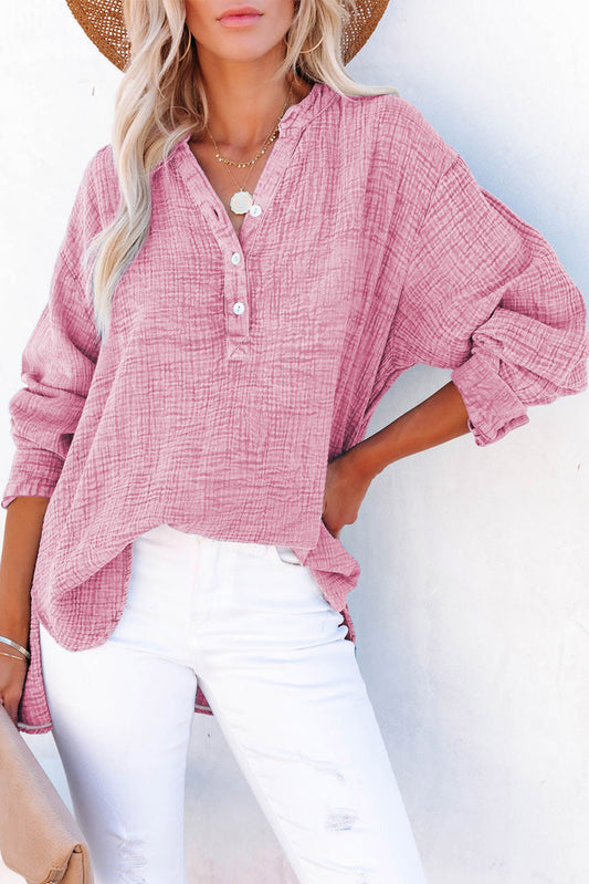 Buttoned Long Sleeve Blouse - AllIn Computer