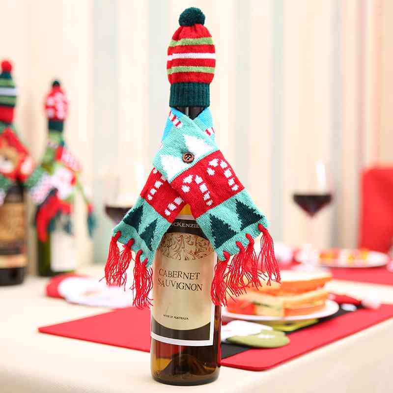 Christmas Hat and Scarf Wine Bottle Decorations - AllIn Computer