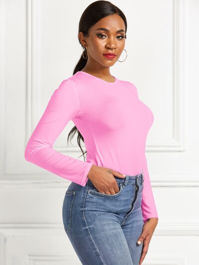 Round Neck Long Sleeve Bodysuit - AllIn Computer