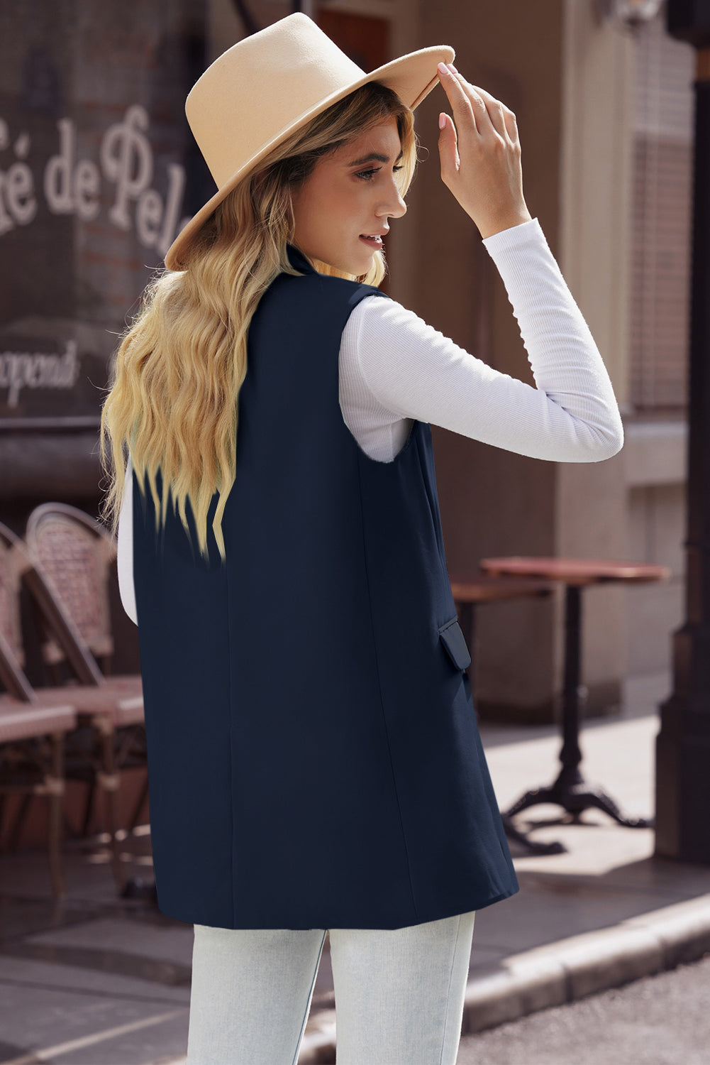 Longline Blazer Vest with Pockets - AllIn Computer