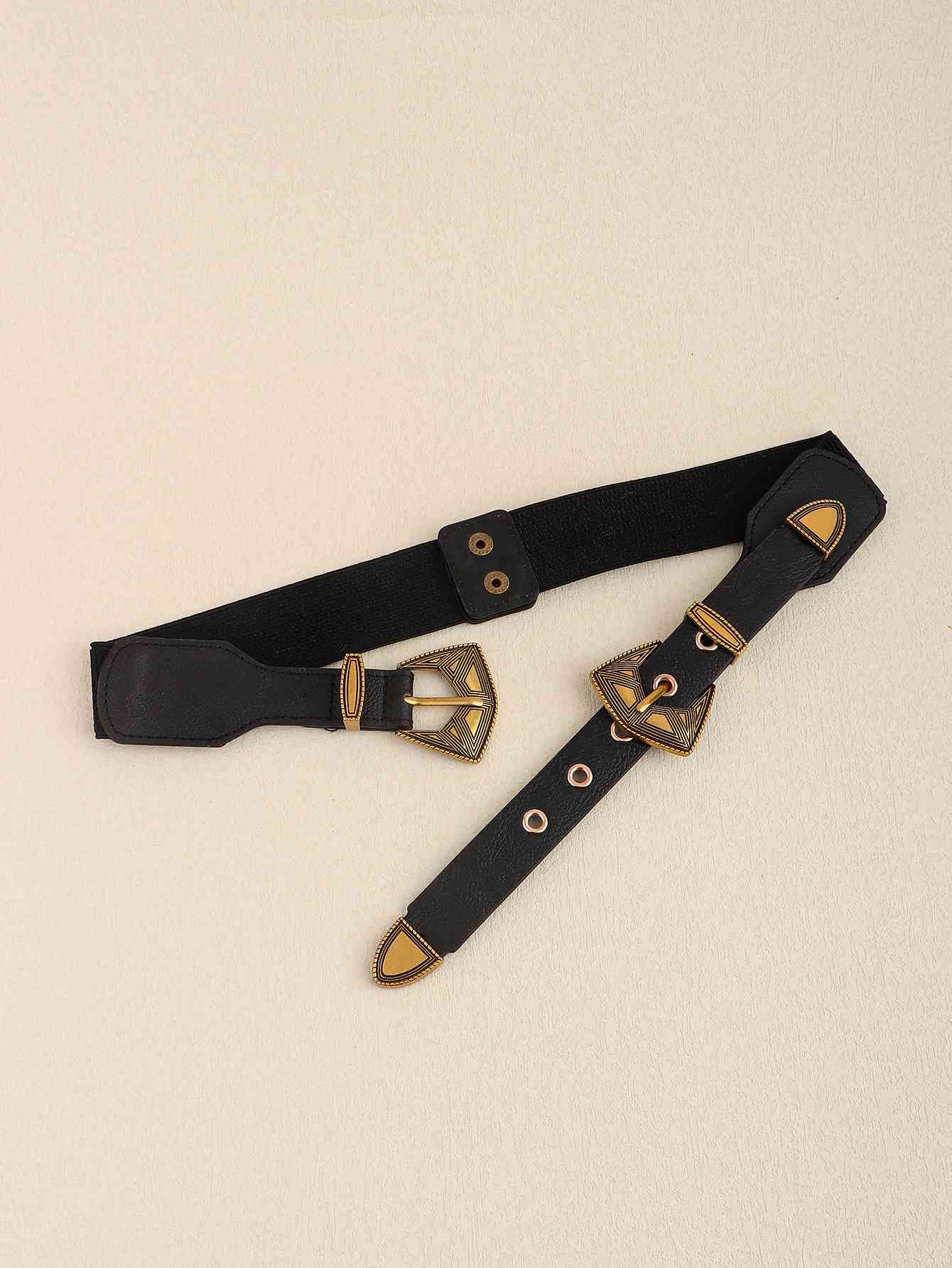 Double Buckle PU Leather Belt - AllIn Computer