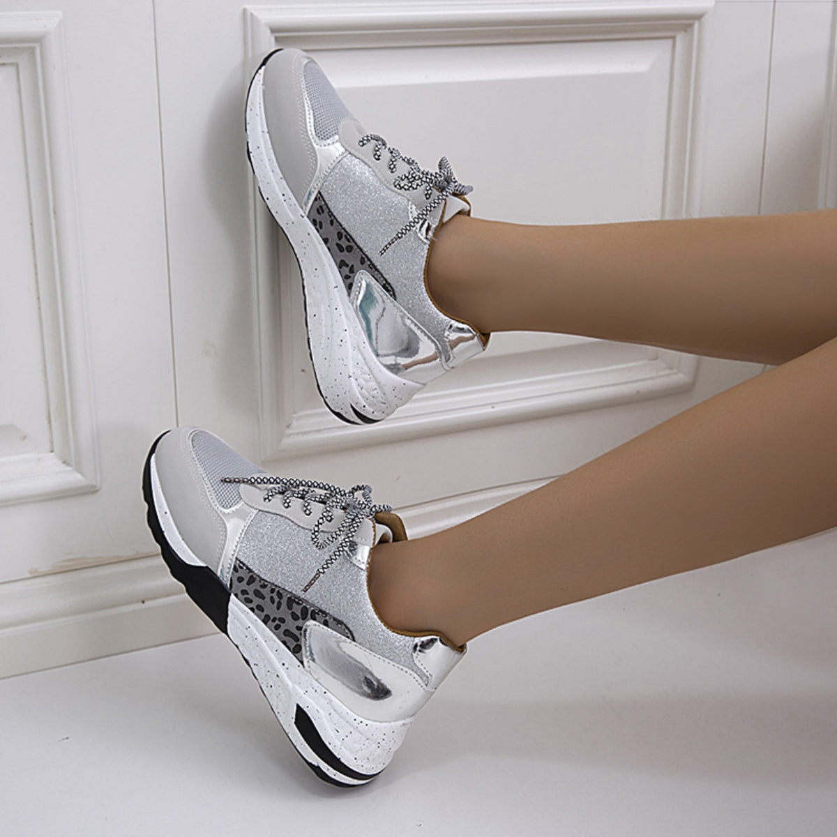Lace-Up Round Toe Platform Sneakers - AllIn Computer
