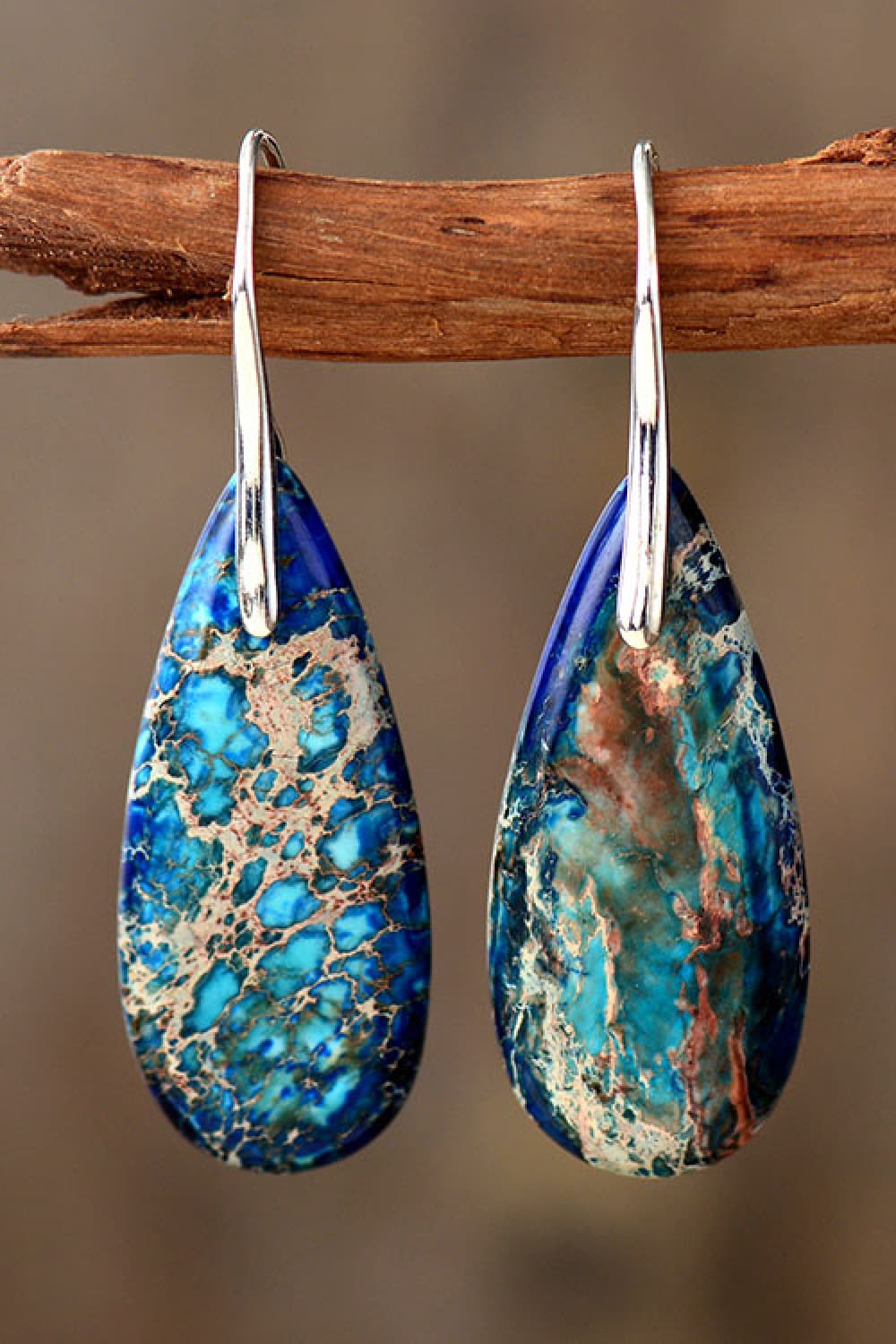 Handmade Teardrop Shape Natural Stone Dangle Earrings - AllIn Computer