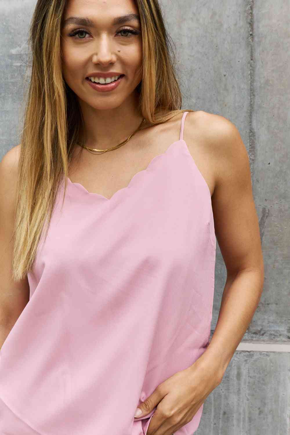 Sweet Lovely By Jen Full Size Scalloped Cami in Rosewood - AllIn Computer