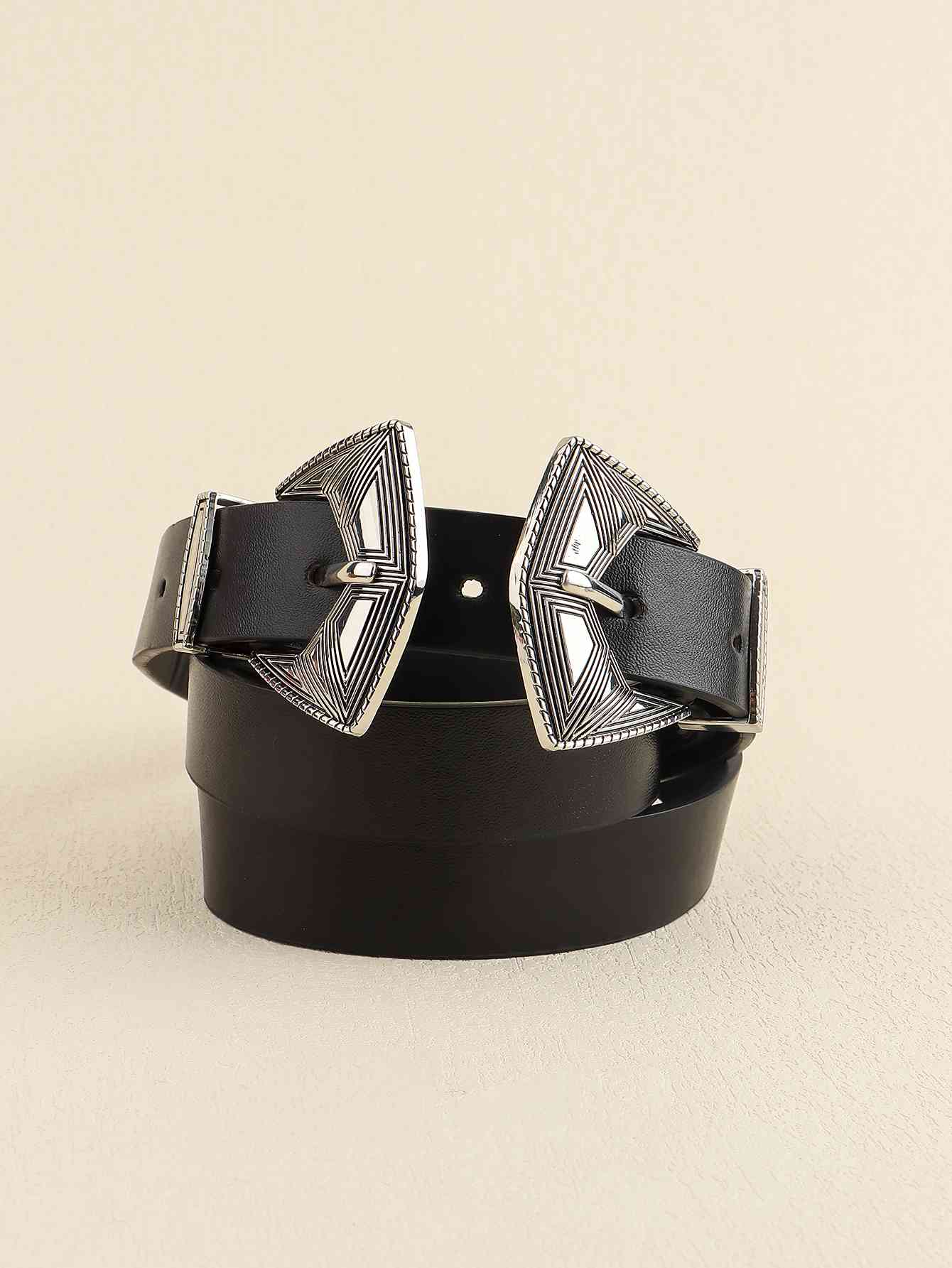 Double Buckle PU Leather Belt - AllIn Computer