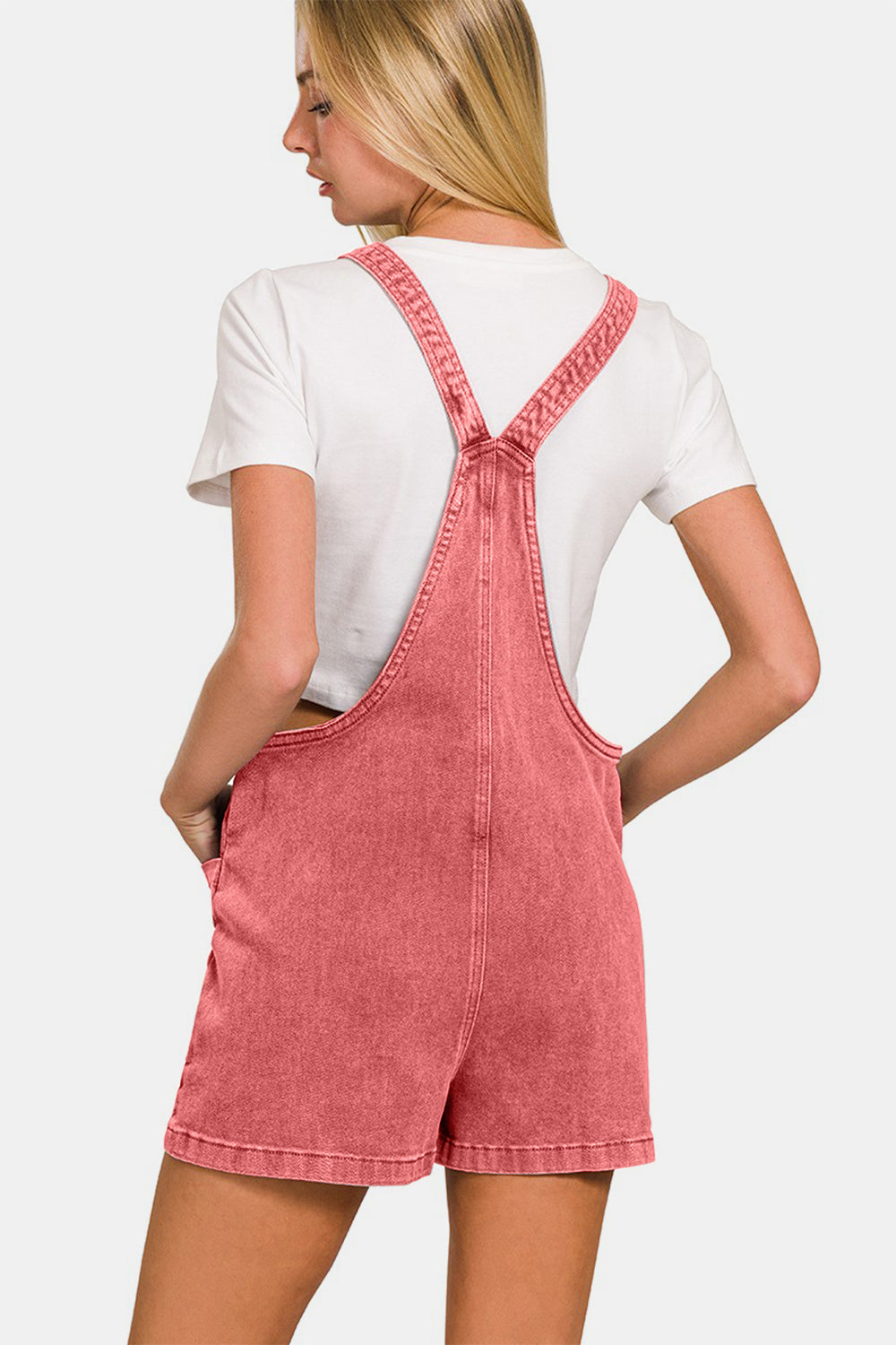 Zenana Washed Knot Strap Rompers - AllIn Computer
