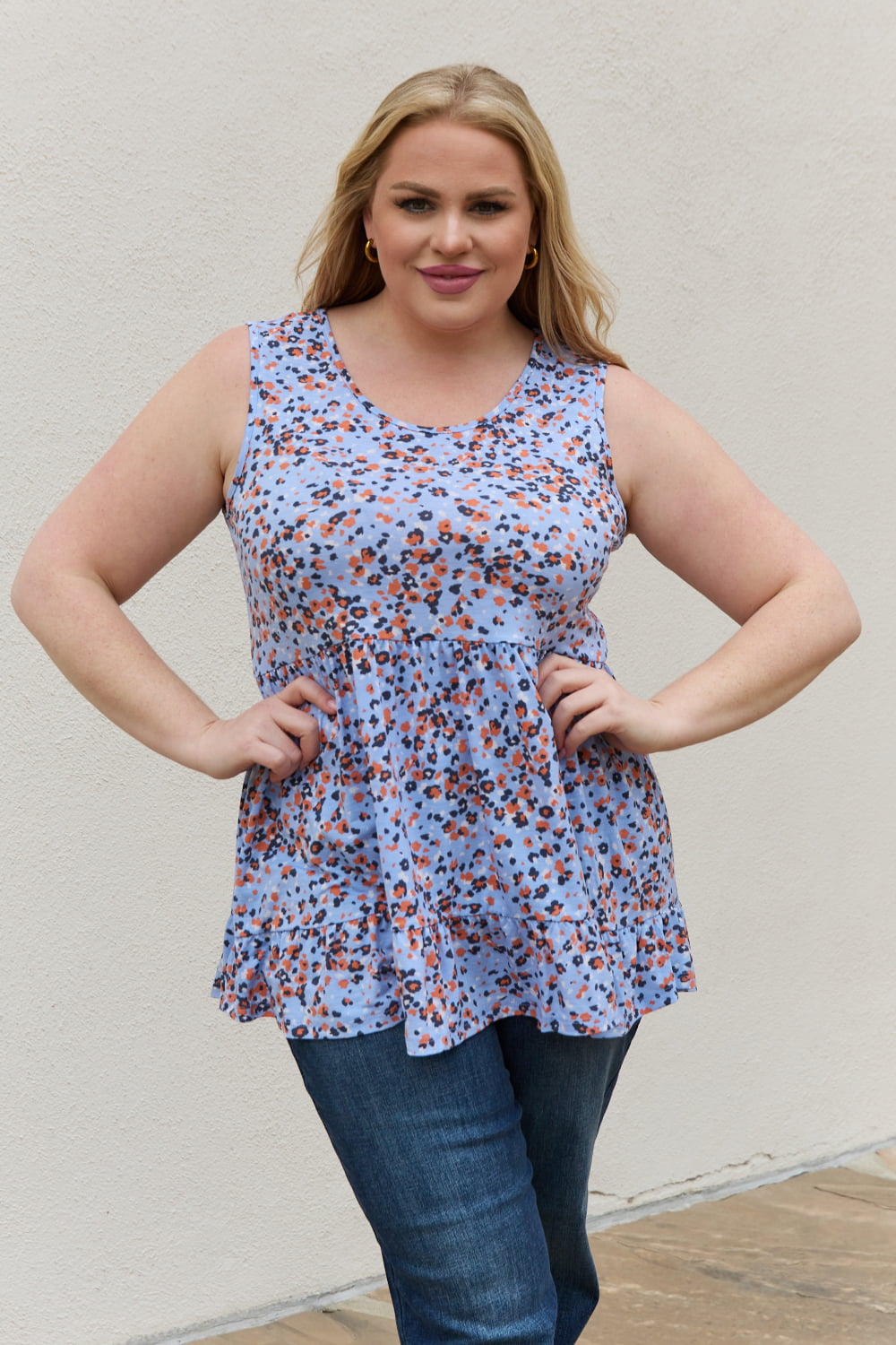 Be Stage Full Size Animal Print Babydoll Top - AllIn Computer