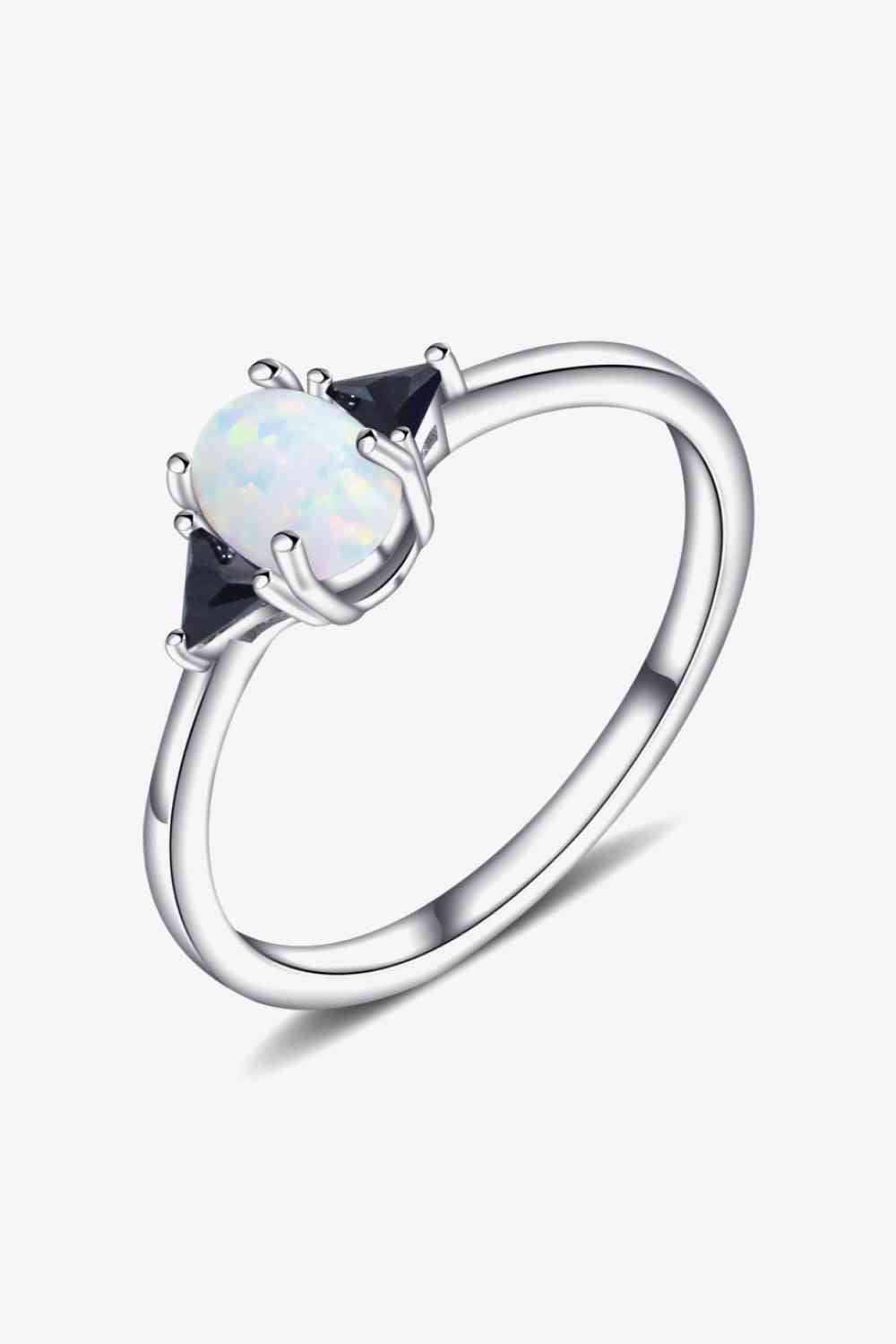 Contrast 925 Sterling Silver Opal Ring - AllIn Computer
