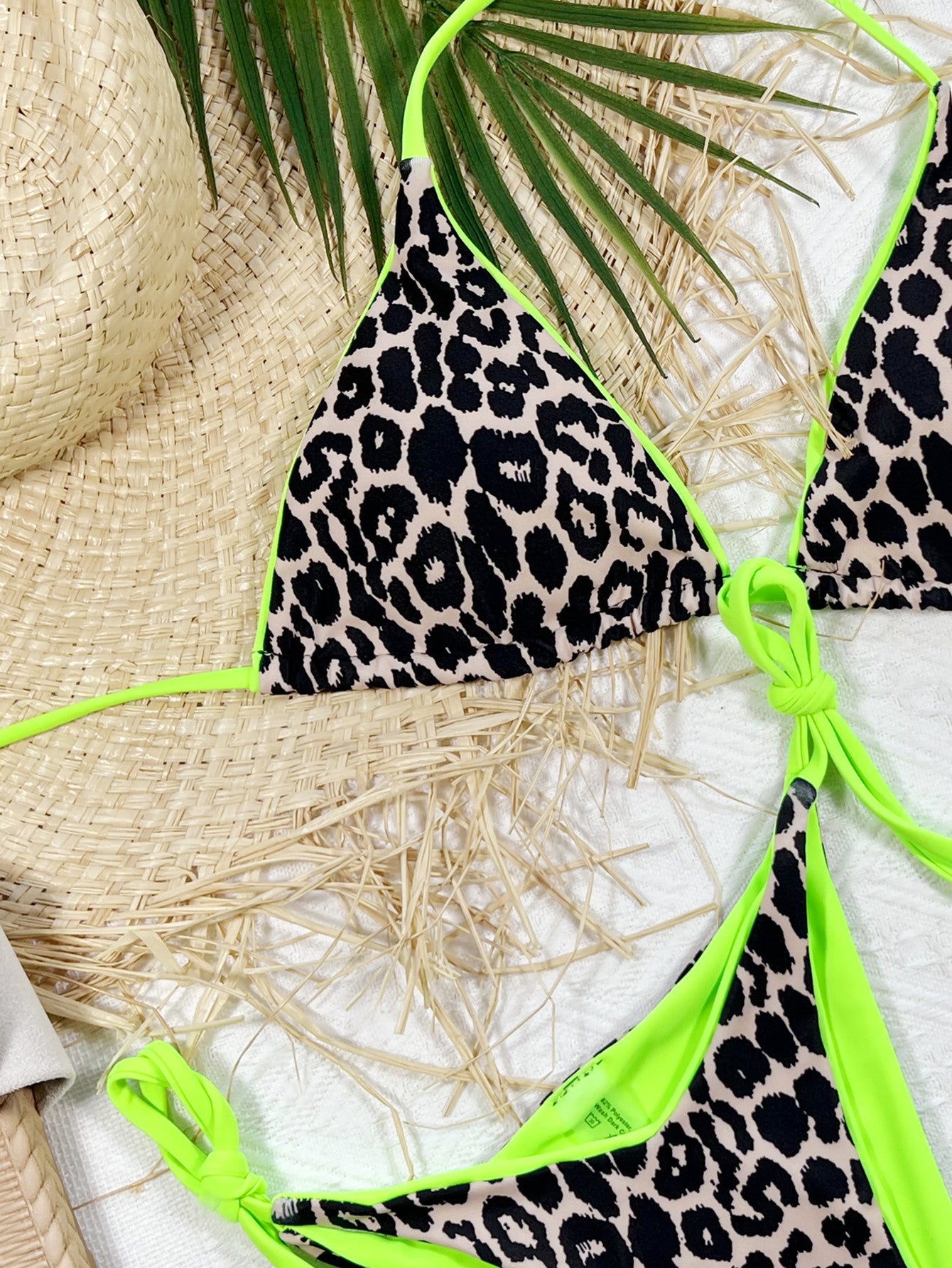 Leopard Print Halter Neck Tie Side Bikini Set - AllIn Computer