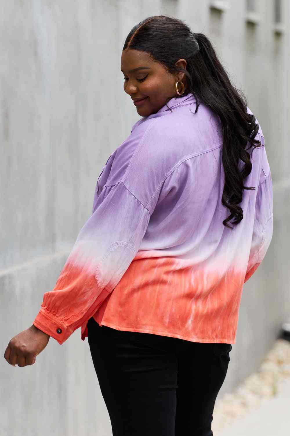 White Birch Relaxed Fit Tie-Dye Button Down Top - AllIn Computer