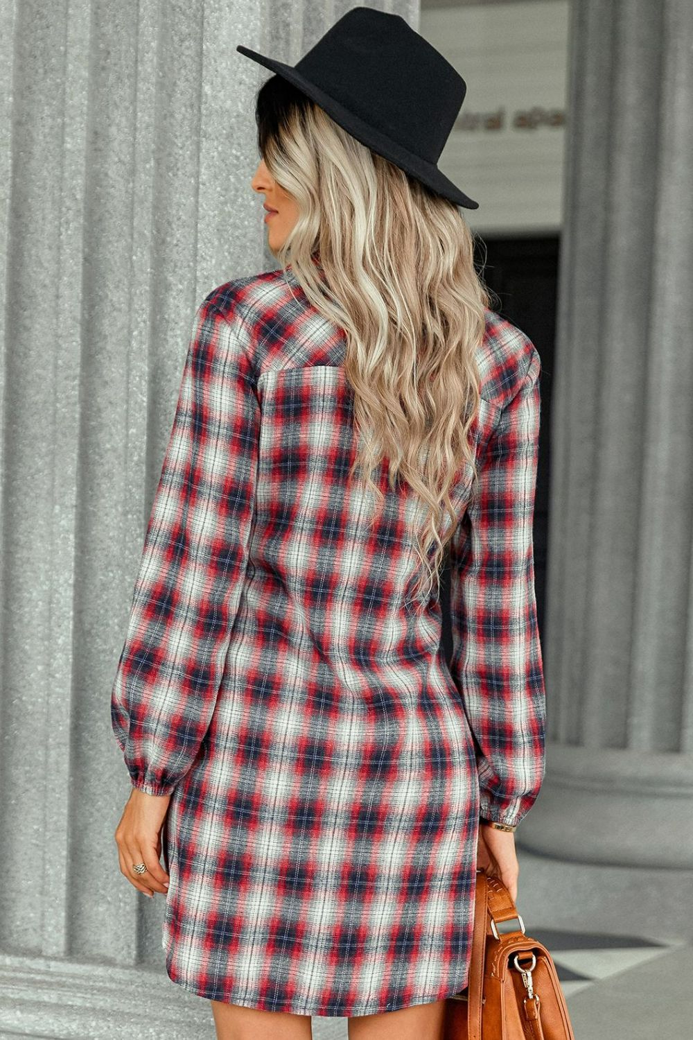 Plaid Tie Front Mini Shirt Dress - AllIn Computer