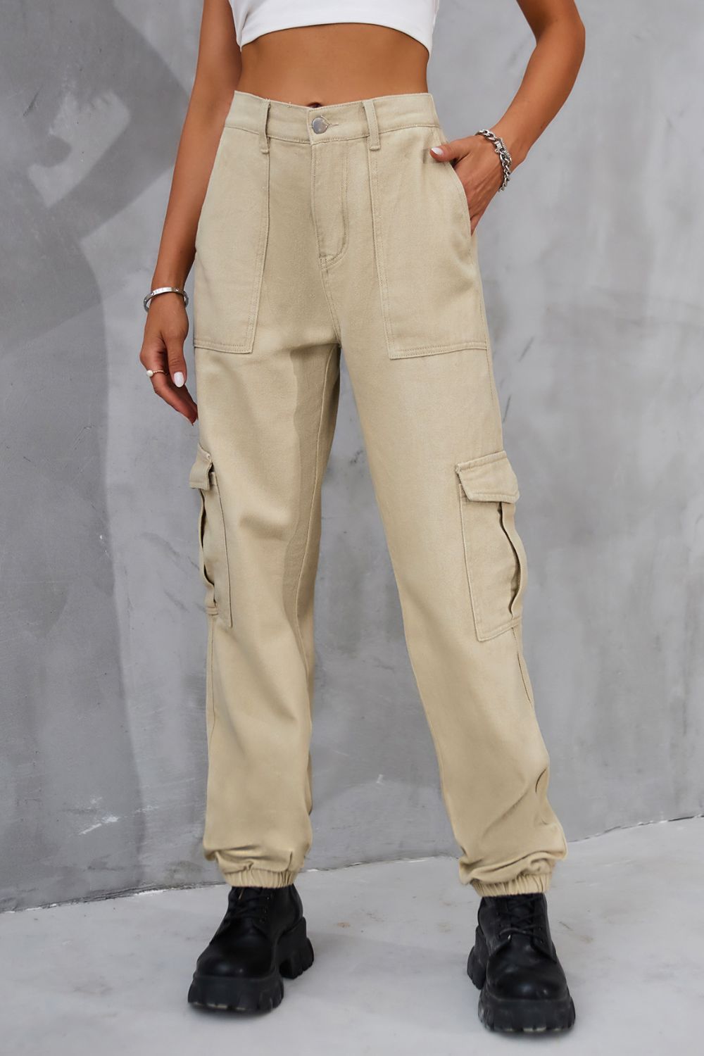 Buttoned High Waist Jeans with Pockets - AllIn Computer