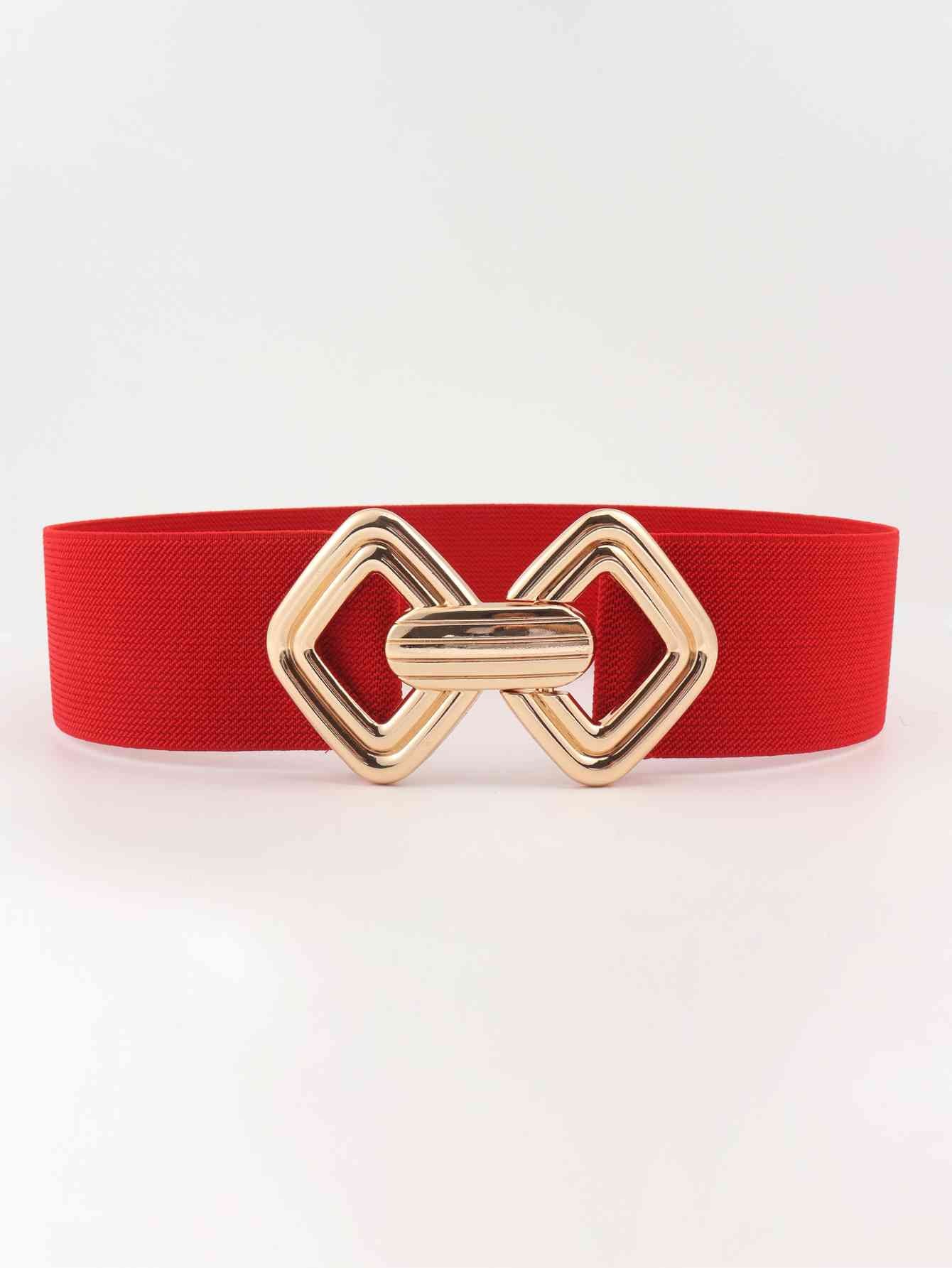 Geometric Buckle Elastic Wide Belt - AllIn Computer