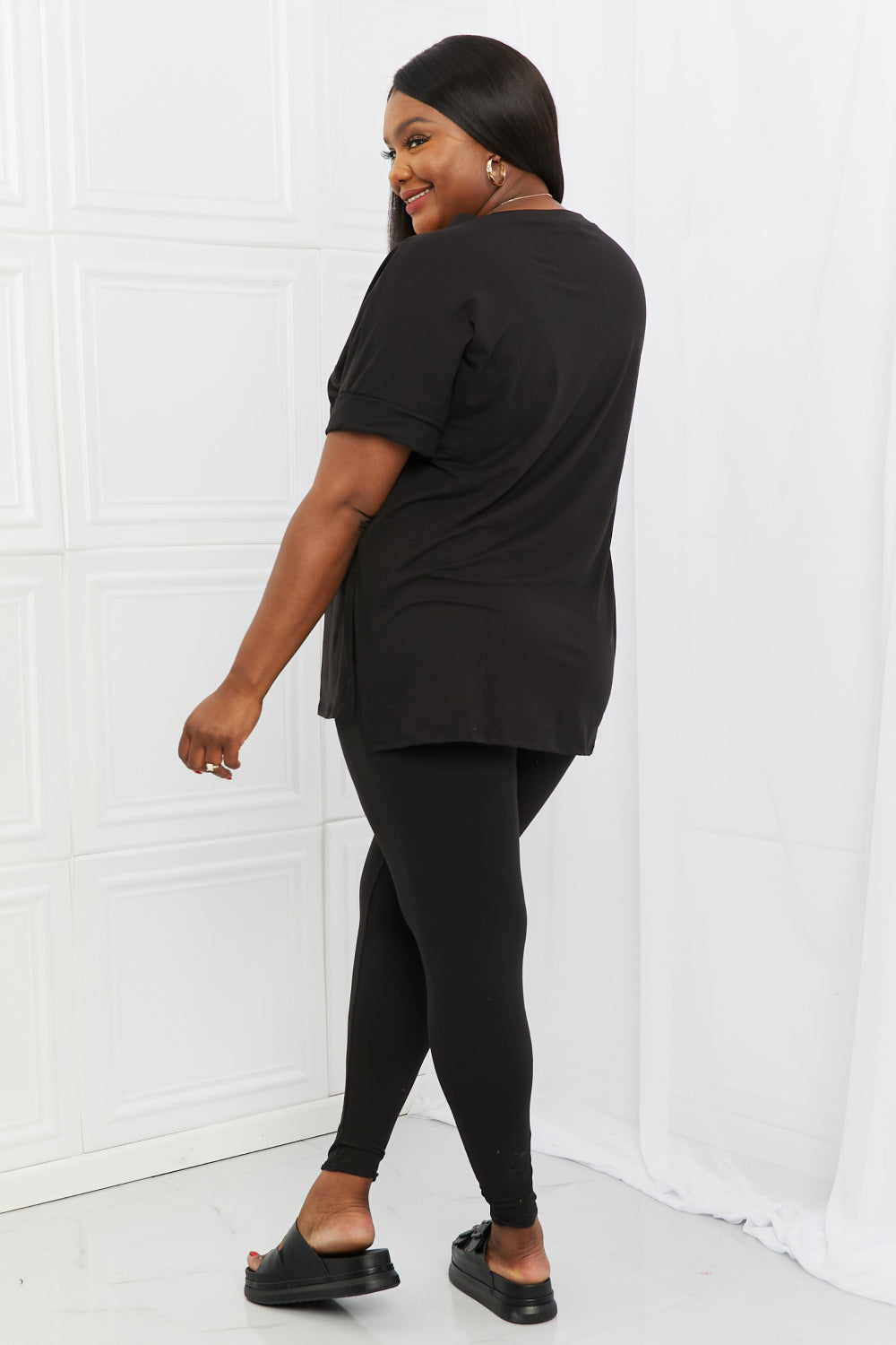 Zenana Self Love Full Size Brushed DTY Microfiber Lounge Set in Black - AllIn Computer