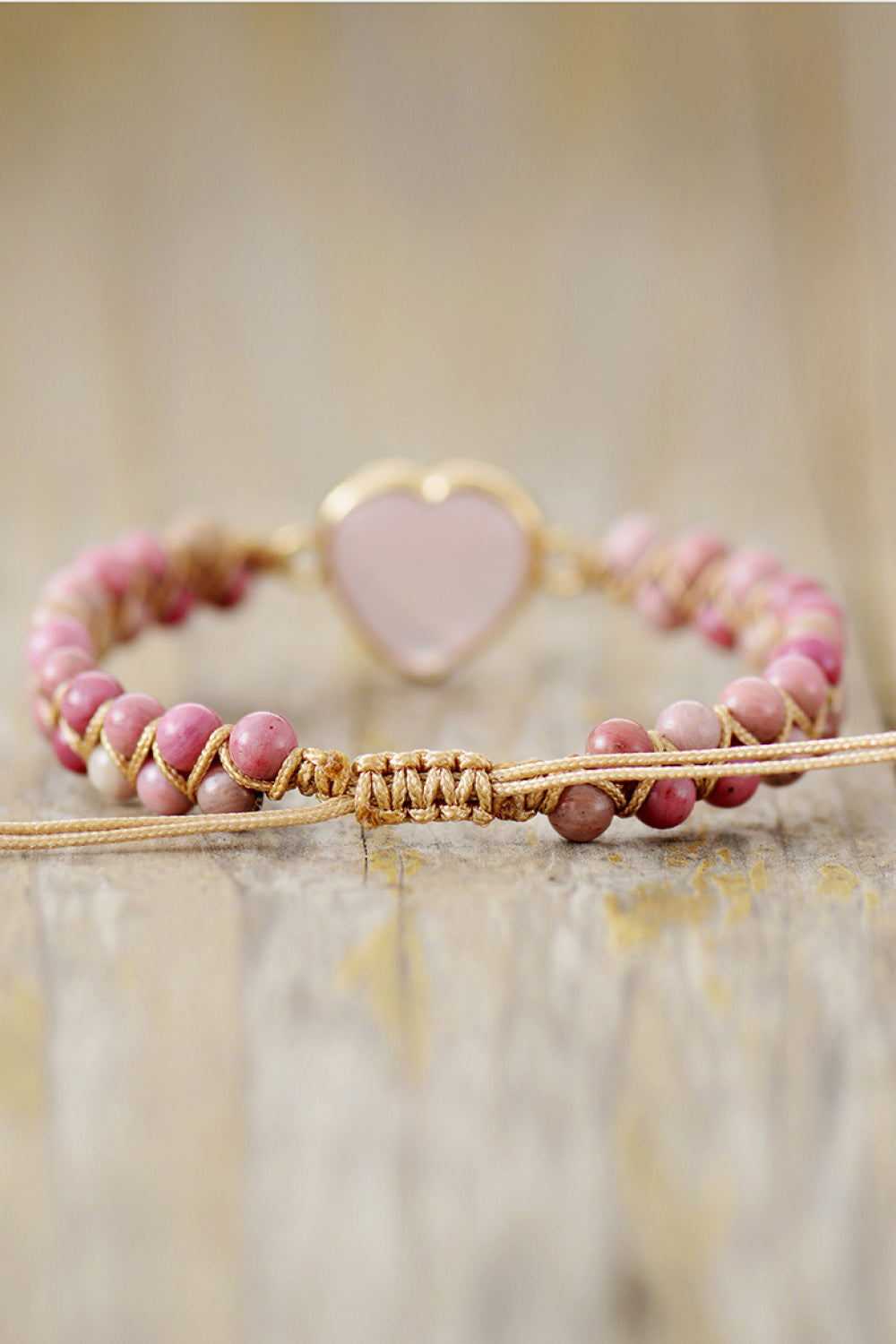 Rose Quartz Heart Beaded Bracelet - AllIn Computer