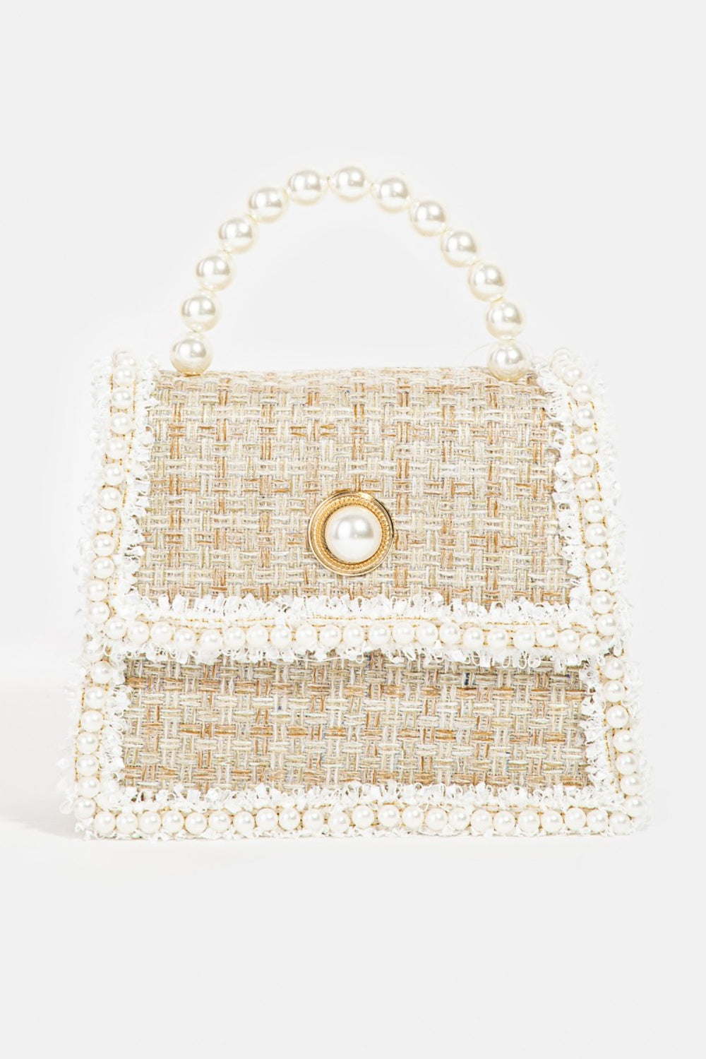 Fame Pearly Trim Woven Handbag - AllIn Computer