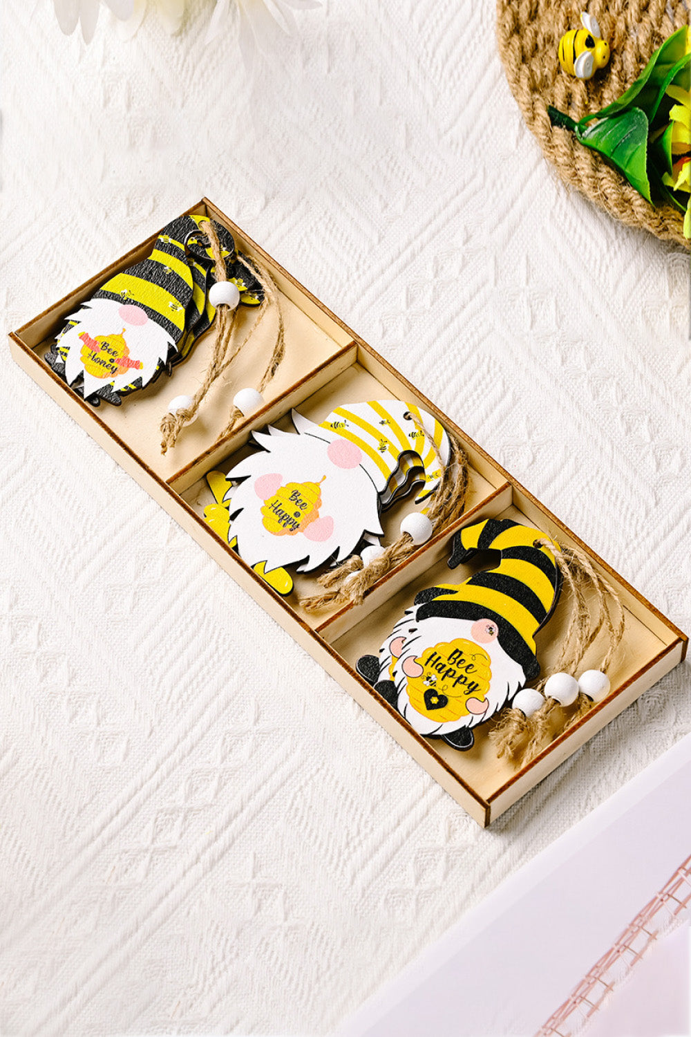 3-Pack Bee Wood Gnome Ornaments - AllIn Computer