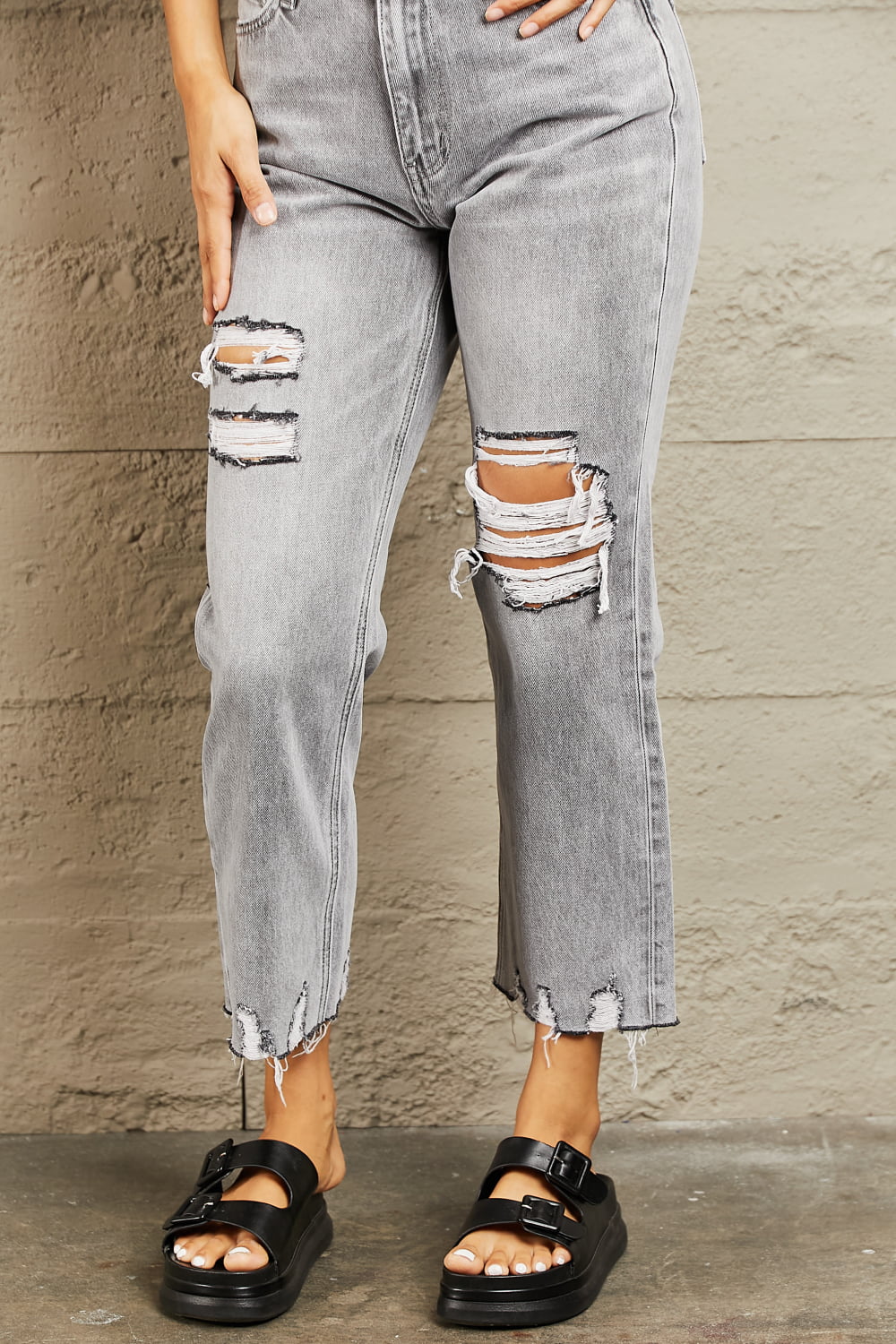 BAYEAS High Waisted Cropped Mom Jeans - AllIn Computer