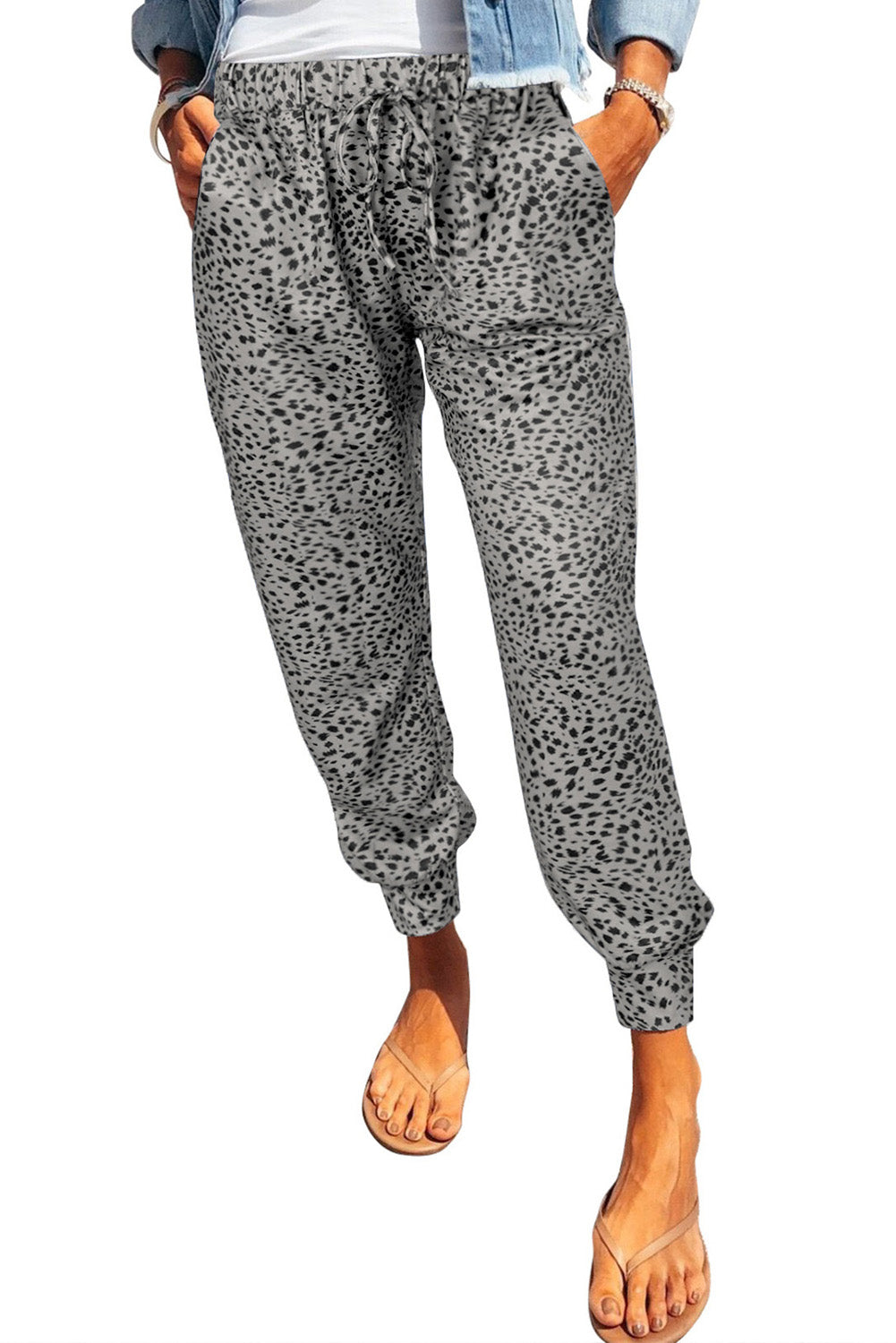 Leopard Pocketed Long Pants - AllIn Computer
