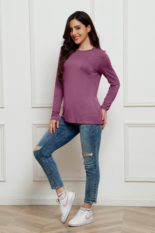 Basic Bae Full Size Round Neck Long Sleeve Top - AllIn Computer