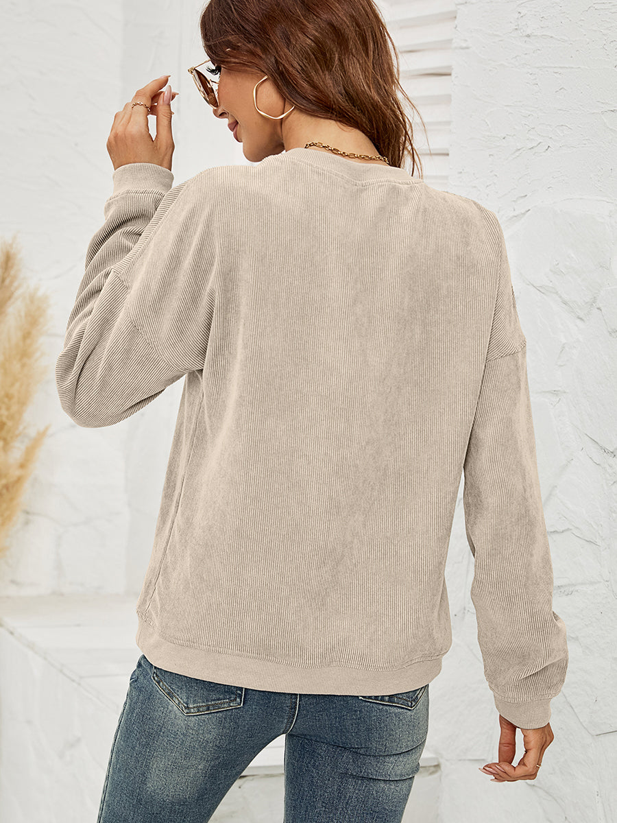 Round Neck Dropped Shoulder THE HELL I WON'T Graphic Sweatshirt - AllIn Computer