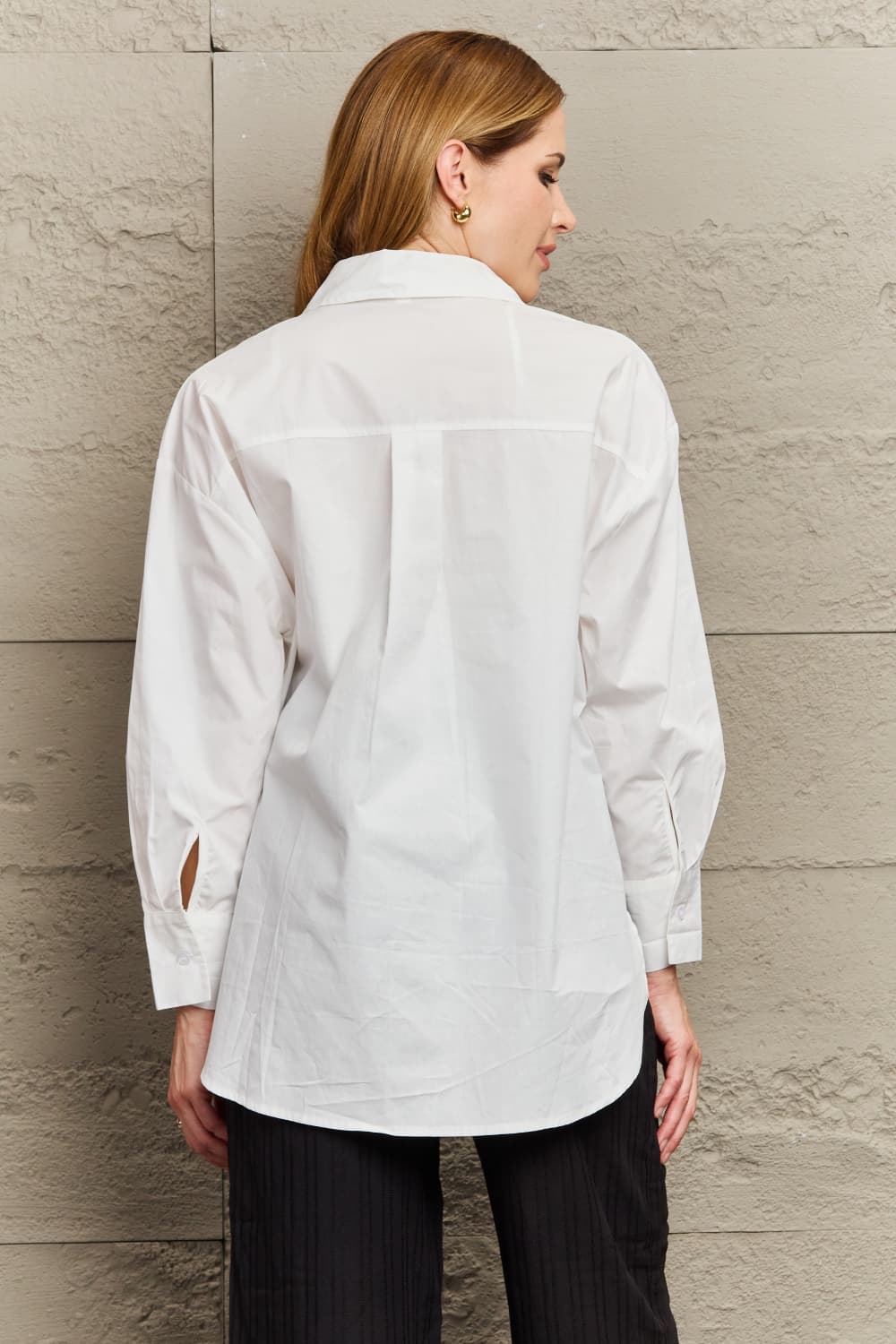 Dropped Shoulder Slit Shirt - AllIn Computer