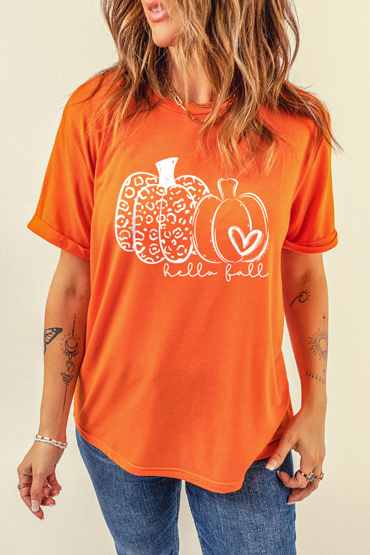 HELLO FALL Pumpkin Graphic T-Shirt - AllIn Computer